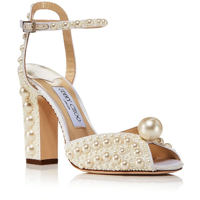 Women's Cork - Soled Espadrille Sandals with a Rope - Trimmed Upper in Navy for a Summer VibeJimmy Choo Womens Sacaria 100 Sating Peep Toe Block Heel