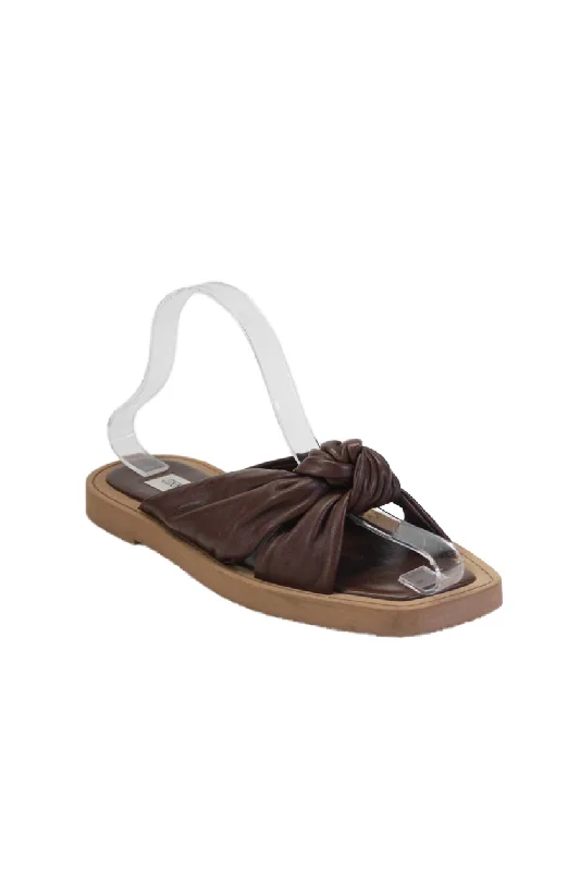 Women's Leather - Strapped Sandals with a Braided Detail in Brown for a Rustic AppealJimmy Choo Womens Slip On Front Bow Slides Leather Brown