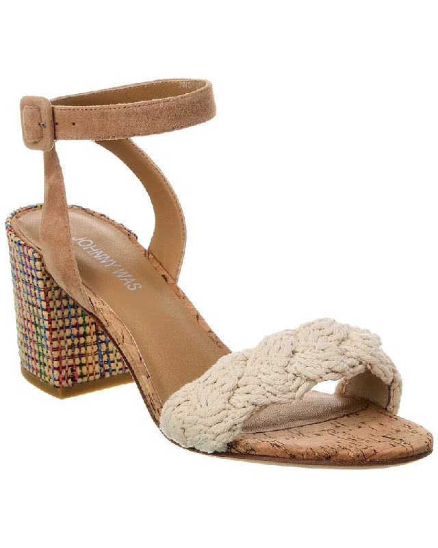 Sustainable Women's Recycled Material Sandals in Beige for Eco - Conscious ShoppersJohnny Was Braid Block Suede Sandal