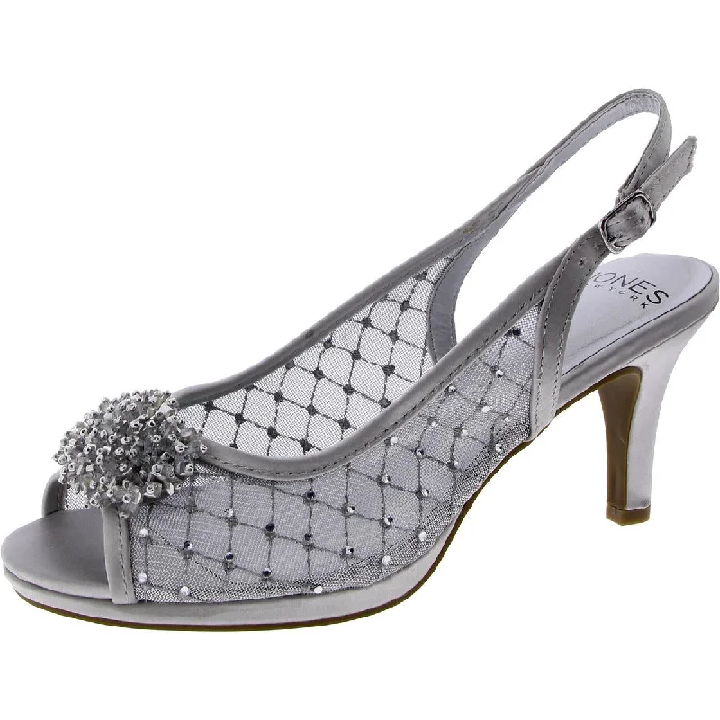 Women's Leather - Strapped Sandals with a Braided Detail in Brown for a Rustic AppealJones New York Womens BREENA Mesh Elegant Heels