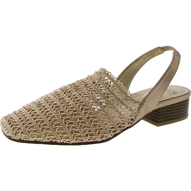 Elastic - Strap Women's Sandals with a Padded Toe in Teal for Easy On - and - OffJones New York Womens CAROLTON Slip On Square Toe Slingback Sandals