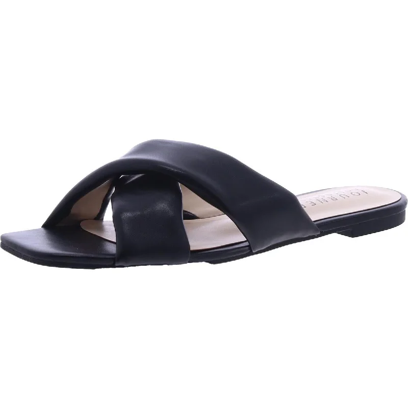 Anti - Slip Women's Sandals with a Grooved Sole in Green for Outdoor AdventuresJournee Collection Womens Faux Leather Criss-Cross Slide Sandals