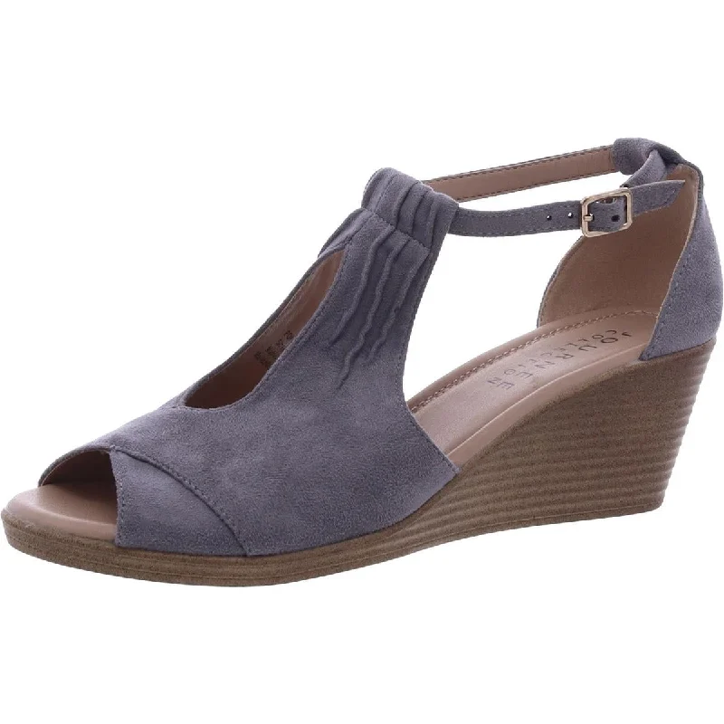 Women's Cork - Soled Espadrille Sandals with a Rope - Trimmed Upper in Navy for a Summer VibeJournee Collection Womens Faux Suede Ankle Strap Platform Sandals