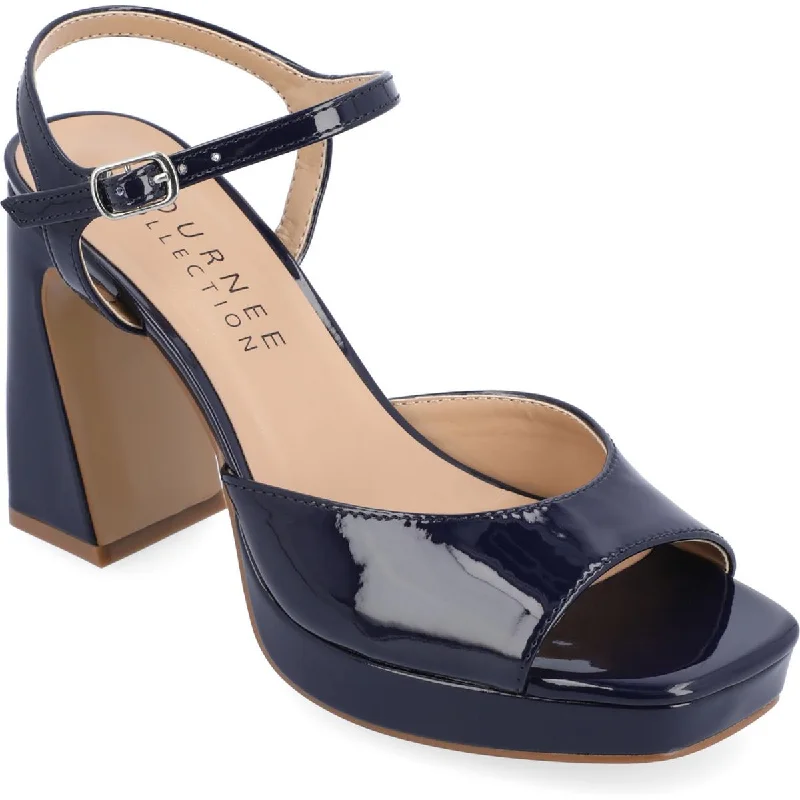 Waterproof Women's Rubber Beach Sandals with Arch Support in Blue for Water ActivitiesJournee Collection Womens Ziarre Patent Ankle Strap Platform Sandals