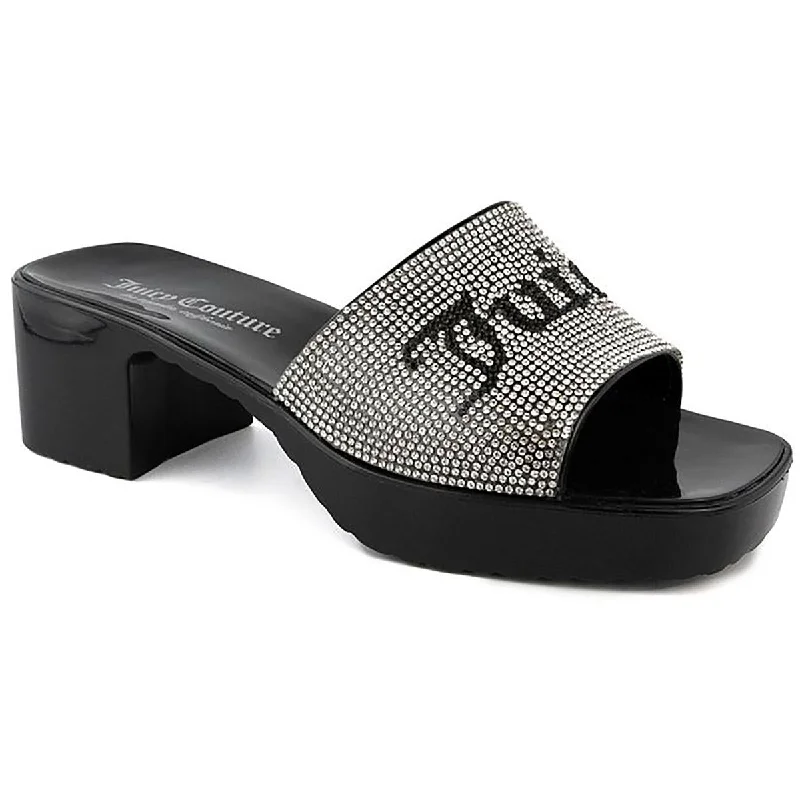 Women's Rhinestone - Embellished Open - Toe Sandals in Silver for a Glamorous Party LookJuicy Couture Womens Harmona  Logo  Heels