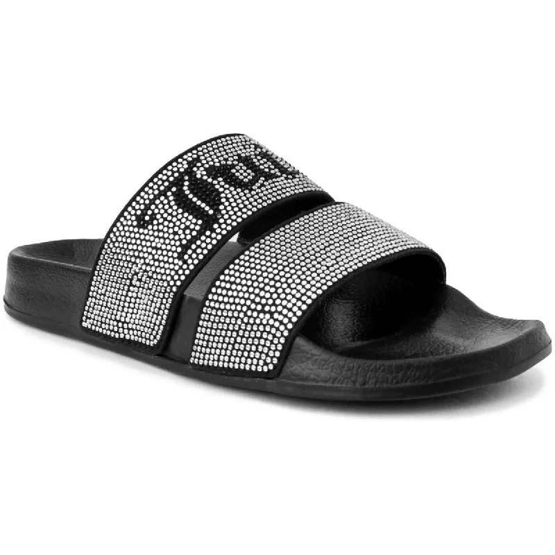 Women's Leather - Strapped Sandals with a Braided Detail in Brown for a Rustic AppealJuicy Couture Womens Winx Slip On Rhinestone Pool Slides