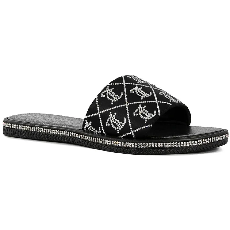 Child - Friendly Women's Sandals with a Secure Buckle in Purple for Moms on the GoJuicy Couture Womens YOGAA Rhinestone Slip On Slide Sandals