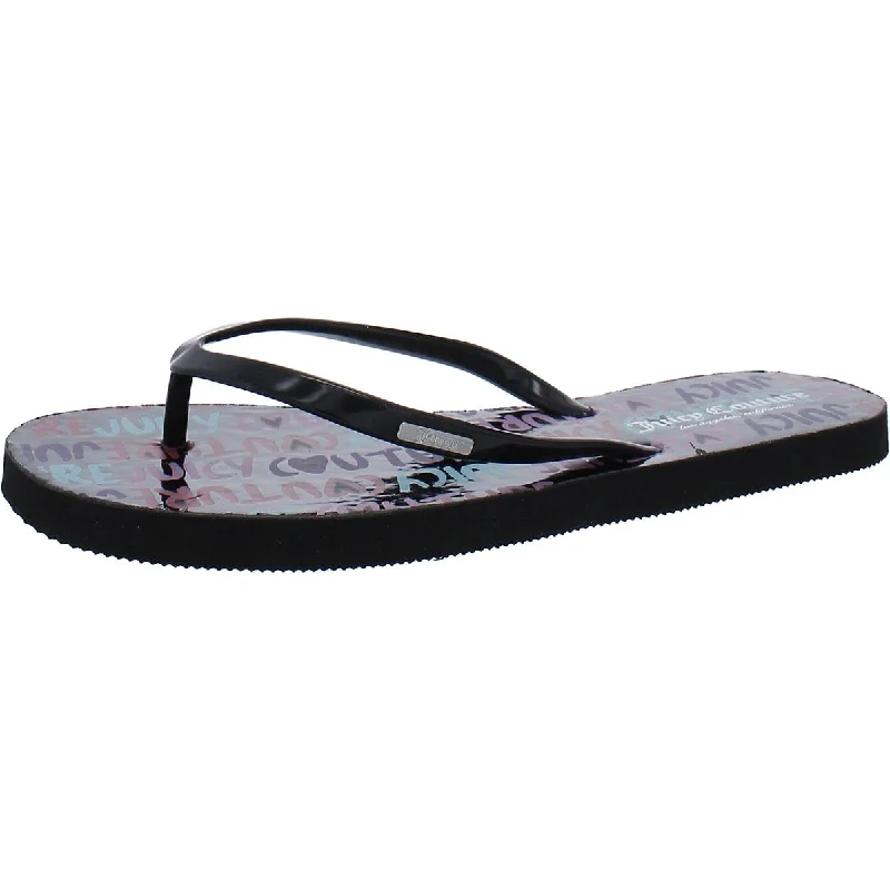 Sustainable Women's Recycled Material Sandals in Beige for Eco - Conscious ShoppersJuicy Couture Womens Zamia Patent Slip-On Flip-Flops