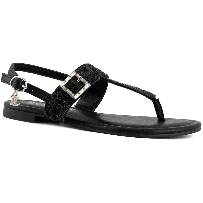 Adjustable Strap Women's Sandals with a Padded Heel in Pink for a Custom FitJuicy Couture Womens Zaray Rhinestone Embellished Ankle Strap