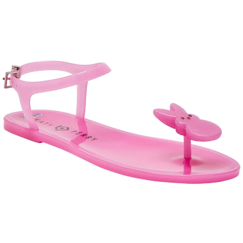 Women's Ankle - Strap Sandals with a Block Heel in Red for a Sophisticated StyleKaty Perry Womens PEEPS Snazzy Toe Adjustable Buckle Jelly Sandals
