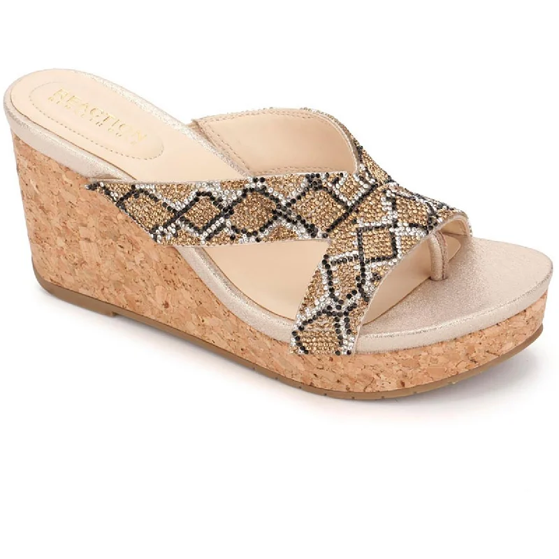 Plus Size Women's Wide - Width Platform Sandals in Black for Added Comfort and HeightKenneth Cole Reaction Womens Card Glam 2 Embellished Slip-on Heels