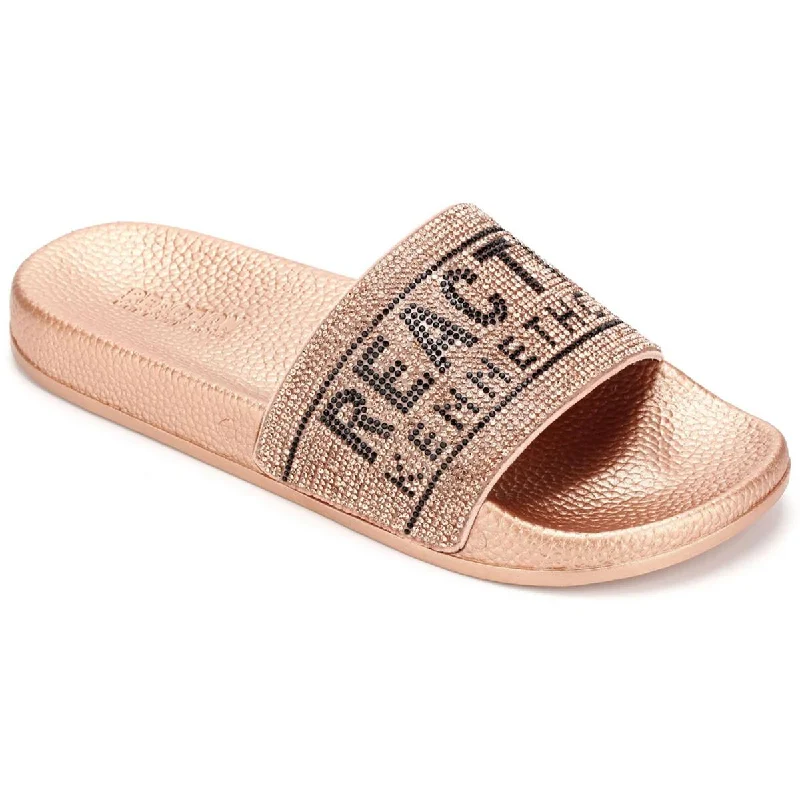 Orthopedic Women's Sandals with Arch Support in Gray for Foot HealthKenneth Cole Reaction Womens Screen Jewel Rhinestone Slip On Slide Sandals