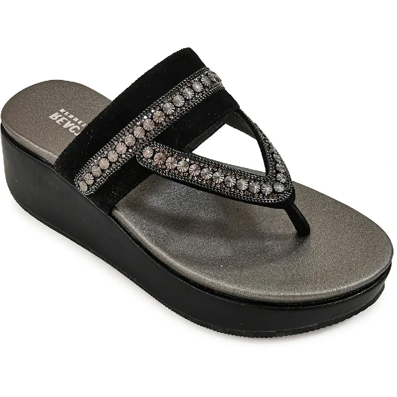 Women's Sandals with a Glitter - Coated Strap in Gold for a Sparkly Summer OutfitKenneth Cole Womens Preena Embellished Slip On Wedge Sandals