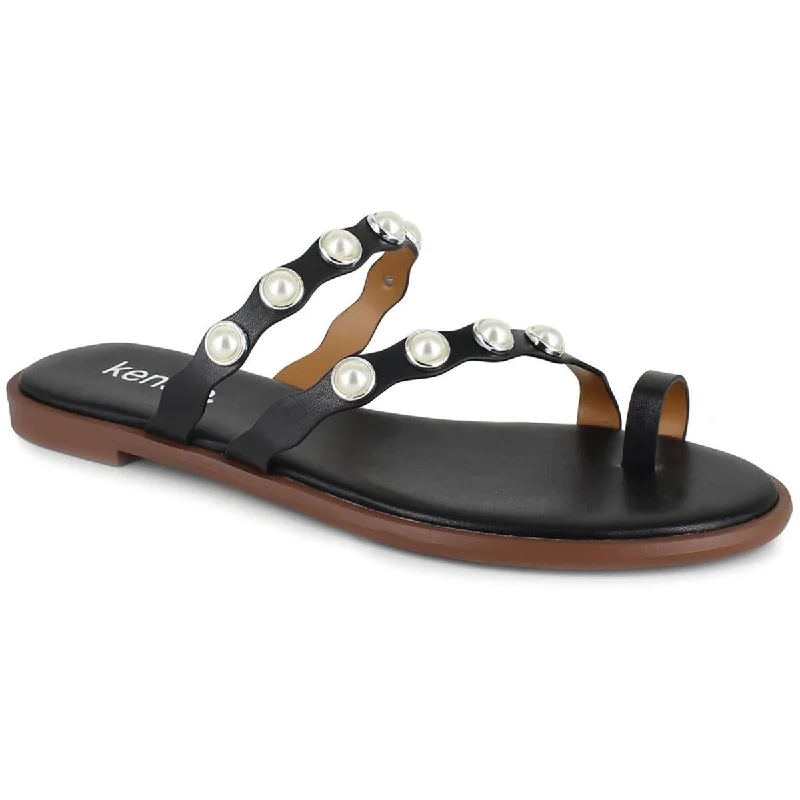 Women's Ankle - Strap Sandals with a Block Heel in Red for a Sophisticated StyleKensie Womens MALTESE Faux Leather Toe Loop Strappy Sandals
