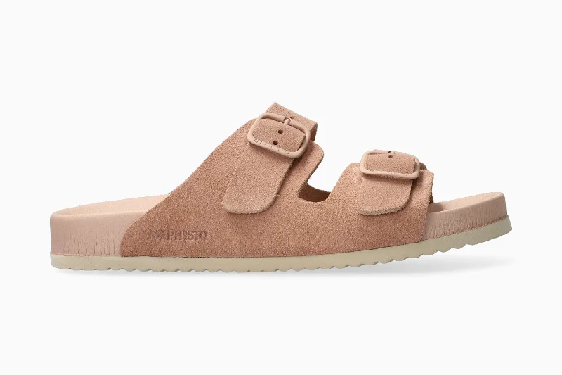 Women's Flat Slide Sandals with a Memory Foam Insole in White for All - Day ComfortKora - Old Pink