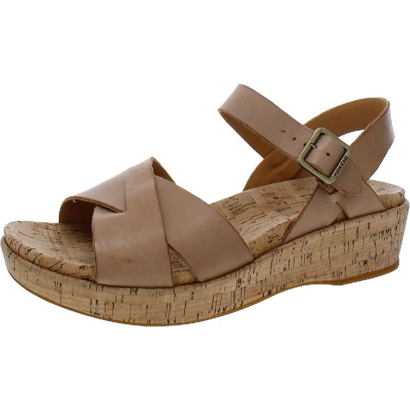 Women's Sandals with a Glitter - Coated Strap in Gold for a Sparkly Summer OutfitKork-Ease Womens Myrna 2.0 Leather Cork Wedge Sandals