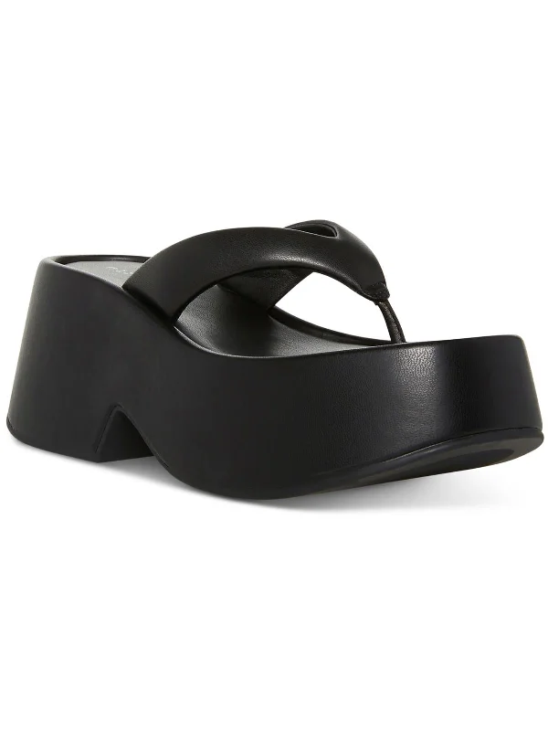 Elastic - Strap Women's Sandals with a Padded Toe in Teal for Easy On - and - OffL14498568 Womens Faux Leather Thong Platform Sandals