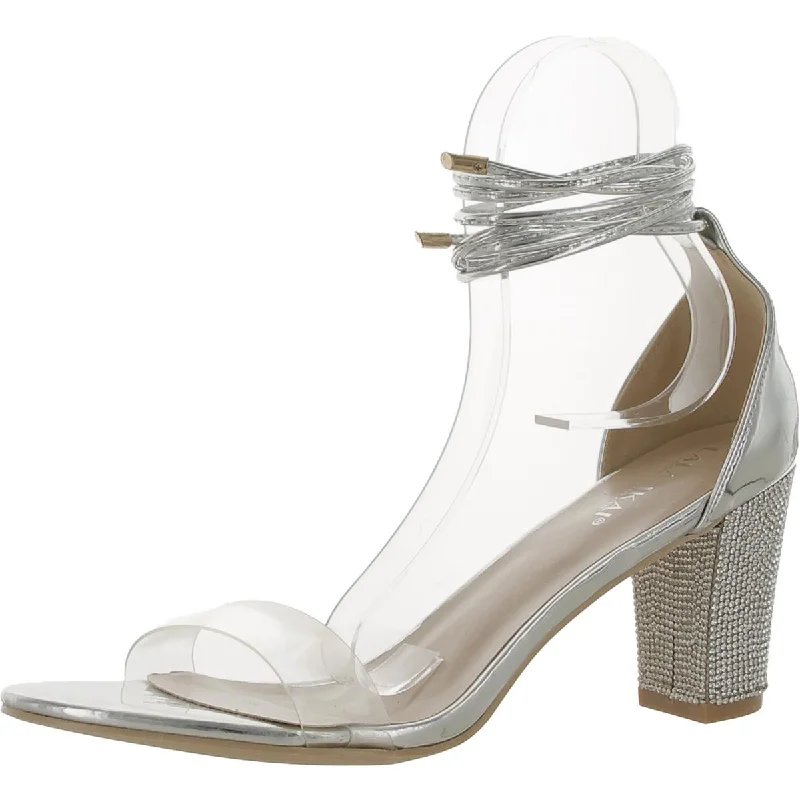 Women's Leather - Strapped Sandals with a Braided Detail in Brown for a Rustic AppealLALA IKAI Womens Mirrored Rhinestone Heels