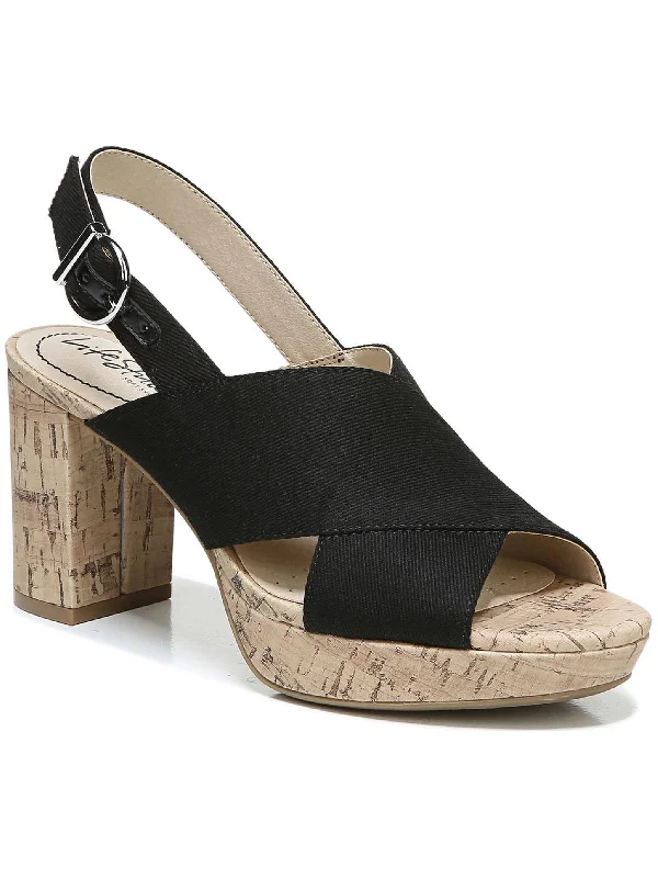 Sustainable Women's Recycled Material Sandals in Beige for Eco - Conscious ShoppersLara Womens Padded Insole Canvas Platform Sandals