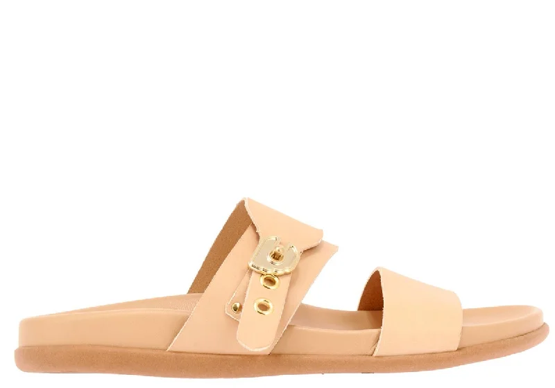 Adjustable Strap Women's Sandals with a Padded Heel in Pink for a Custom FitLatria Slip On Buckle Sandals Natural