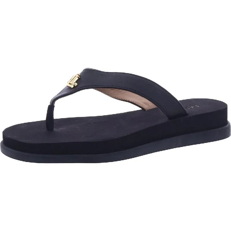 Anti - Slip Women's Sandals with a Grooved Sole in Green for Outdoor AdventuresLauren Ralph Lauren Womens Regina Leather Slip On Flip-Flops