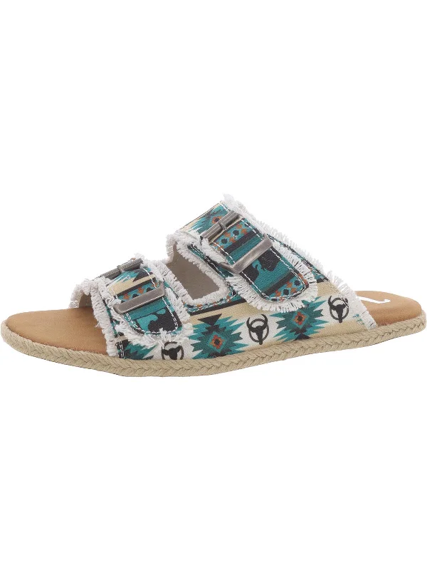 Women's Flat Slide Sandals with a Memory Foam Insole in White for All - Day ComfortLeni Womens Canvas Slip On Slide Sandals