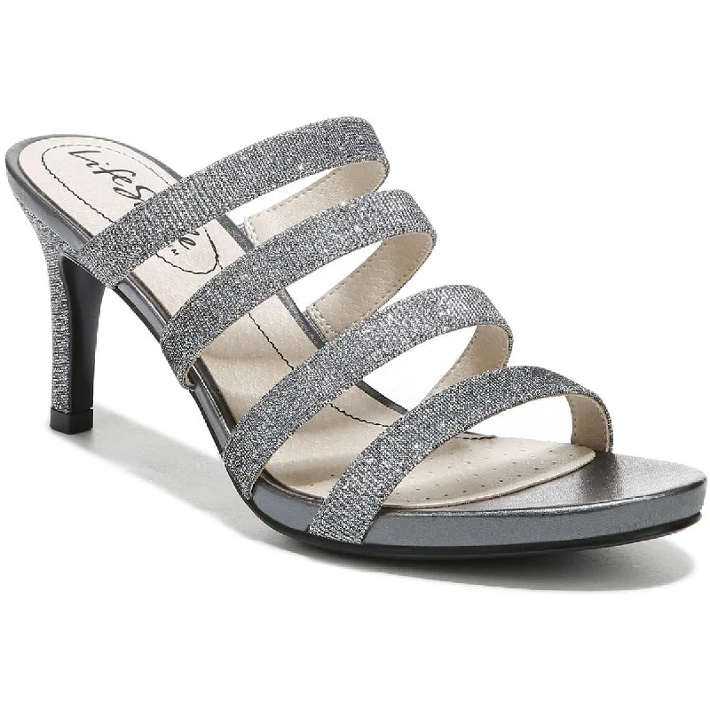 Women's Cork - Soled Espadrille Sandals with a Rope - Trimmed Upper in Navy for a Summer VibeLifeStride Womens Marquee Strappy Slip On Heels