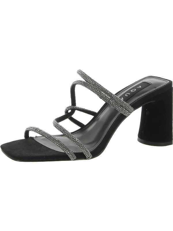 Women's Sandals with a Glitter - Coated Strap in Gold for a Sparkly Summer OutfitLivyr Womens Rhinestone Slip-On Heels