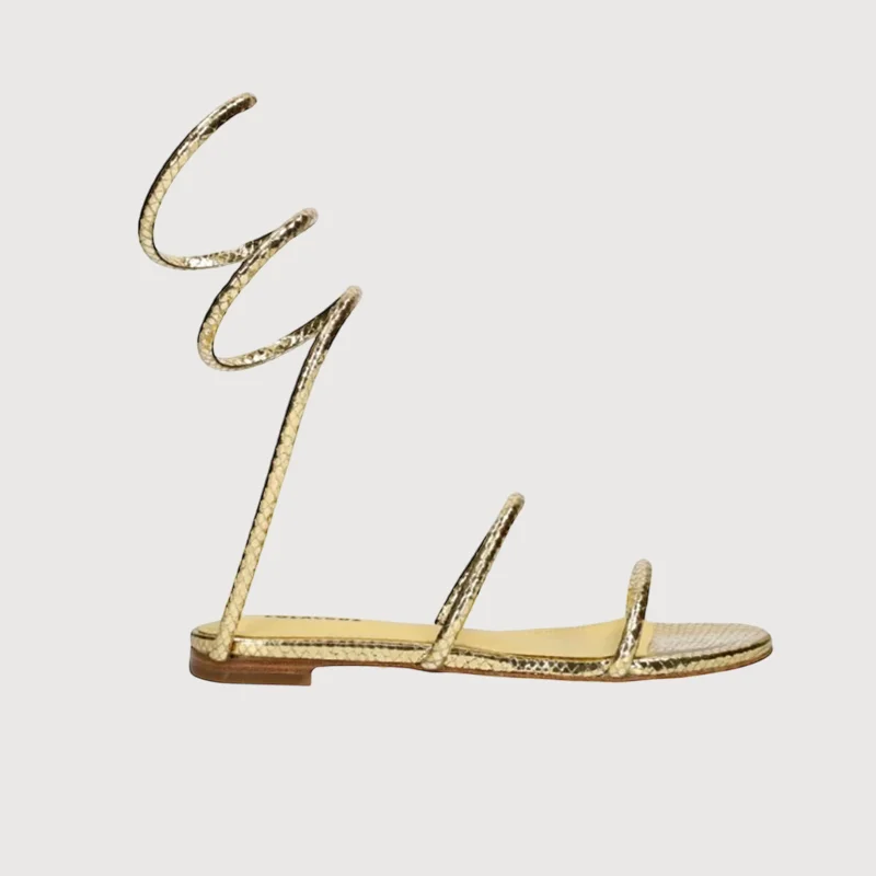 Women's Thong Sandals with a Beaded Design in Multicolor for a Beachy AestheticLola Cruz Piale Gold Leather Flat Sandals