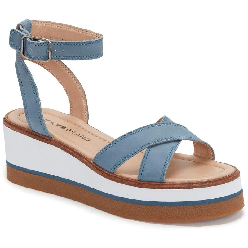 Child - Friendly Women's Sandals with a Secure Buckle in Purple for Moms on the GoLucky Brand Womens Tarhi Padded Insole Open Toe Wedge Sandals