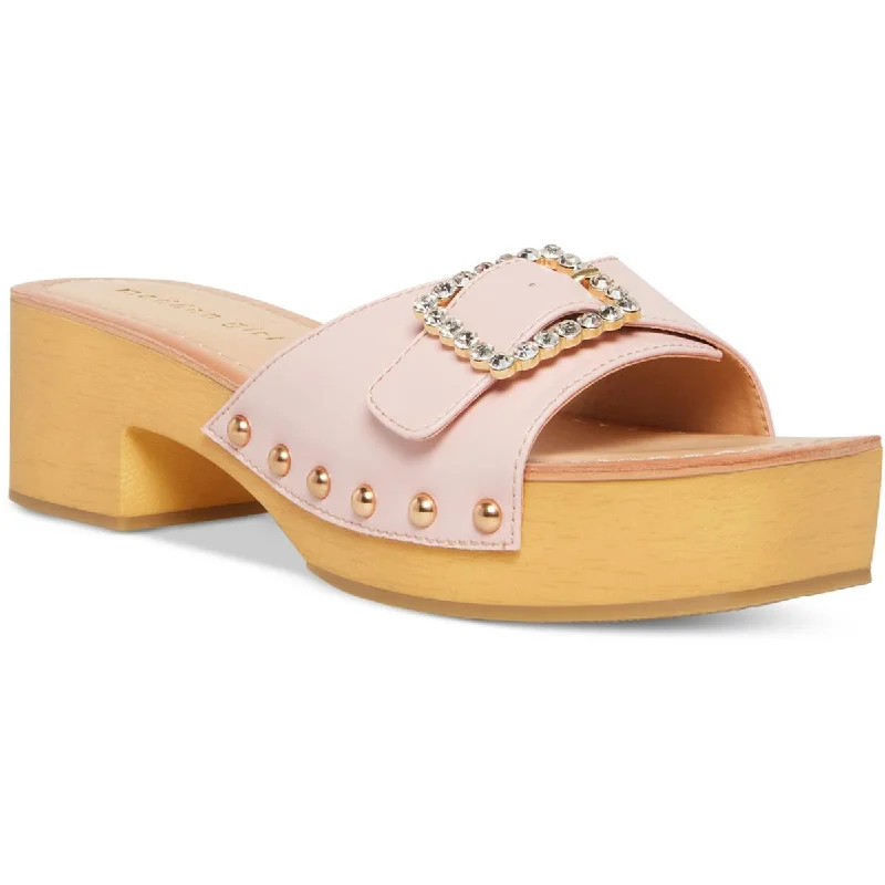 Anti - Slip Women's Sandals with a Grooved Sole in Green for Outdoor AdventuresMadden Girl Womens Anikka Rhinestone Slide Sandals