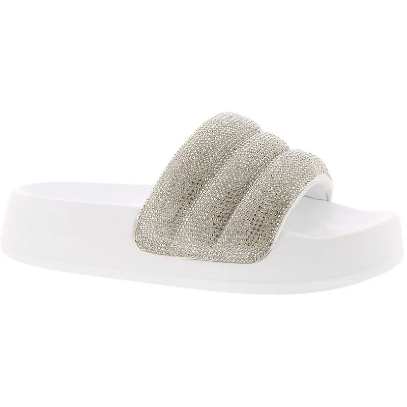 Orthopedic Women's Sandals with Arch Support in Gray for Foot HealthMadden Girl Womens Ettie Rhinestone Slip-On Platform Sandals