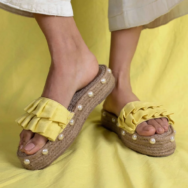 Shock - Absorbing Women's Sandals with a Soft Insole in Black for Active LifestylesMajorica Sandals Yellow- Office Wear Ladies Footwear