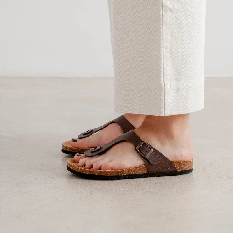 Shock - Absorbing Women's Sandals with a Soft Insole in Black for Active LifestylesMalaga Vegan Leather Cork Sandal - Brown