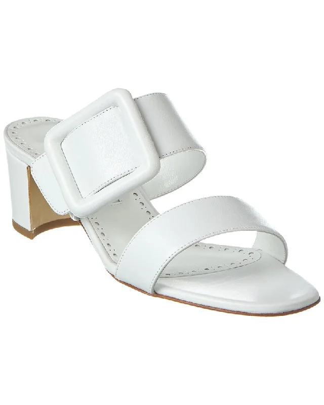 Adjustable Strap Women's Sandals with a Padded Heel in Pink for a Custom FitManolo Blahnik Titubanew 50 Leather Sandal