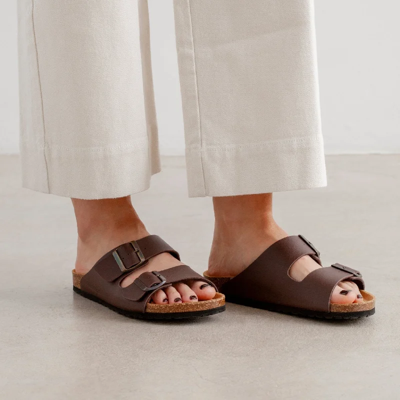 Orthopedic Women's Sandals with Arch Support in Gray for Foot HealthMarbella Vegan Leather Slip On Cork Sandal - Brown