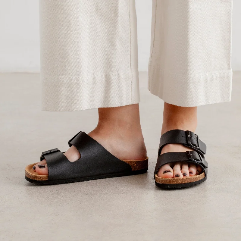 Women's Thong Sandals with a Beaded Design in Multicolor for a Beachy AestheticMarbella Vegan Leather Slip On Cork Sandal - Black