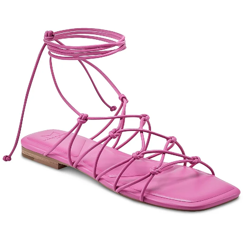 Women's Sandals with a Glitter - Coated Strap in Gold for a Sparkly Summer OutfitMarc Fisher LTD Womens Monnie Faux Leather Tie-Up Strappy Sandals