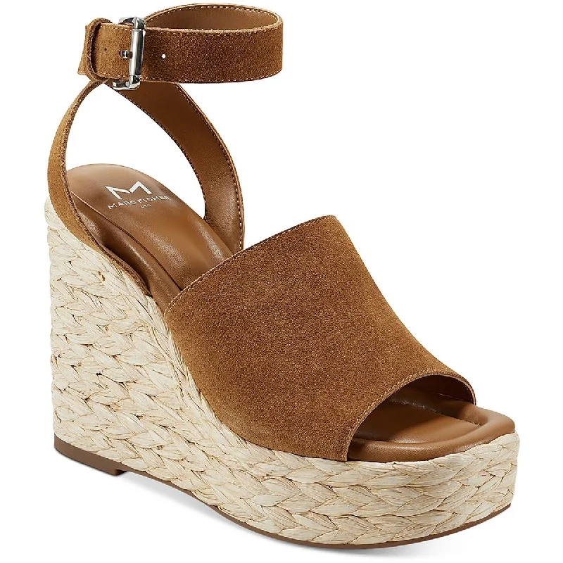Women's Sandals with a Glitter - Coated Strap in Gold for a Sparkly Summer OutfitMarc Fisher LTD Womens Nelly Suede Woven Wedge Sandals