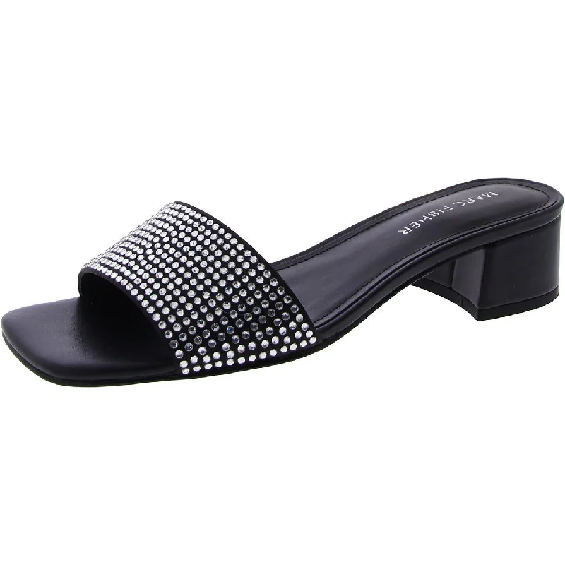 Plus Size Women's Wide - Width Platform Sandals in Black for Added Comfort and HeightMarc Fisher Womens CASAREA 2 Faux Leather Square toe Block Heel