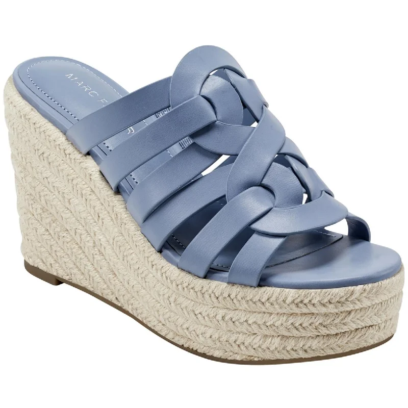 Sustainable Women's Recycled Material Sandals in Beige for Eco - Conscious ShoppersMarc Fisher Womens Cazzie 2 Faux Leather Criss-Cross Wedge Sandals