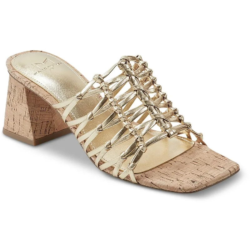 Women's Sandals with a Floral - Printed Upper in Pink for a Feminine Spring LookMarc Fisher Womens Colica Block Heel Faux Leather Comfort Insole Slide Sandals