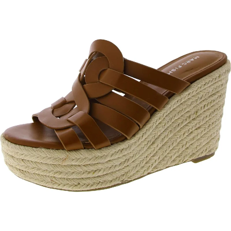 Waterproof Women's Rubber Beach Sandals with Arch Support in Blue for Water ActivitiesMarc Fisher Womens Faux Leather Open Toe Wedge Sandals