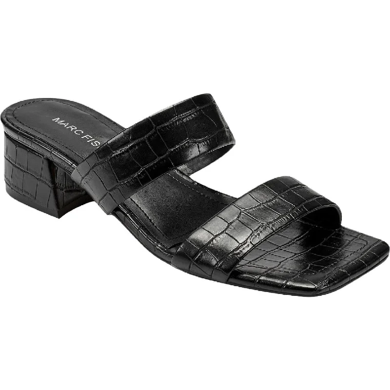 Women's Rhinestone - Embellished Open - Toe Sandals in Silver for a Glamorous Party LookMarc Fisher Womens Yori Faux Leather Slip On Slide Sandals