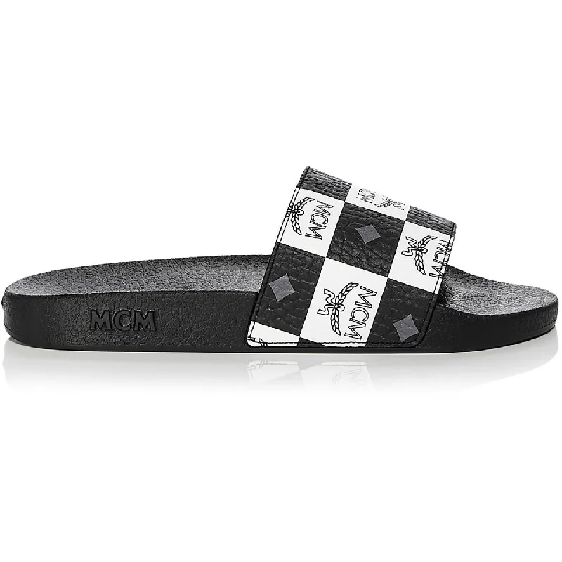 Lightweight Women's Mesh - Paneled Sandals in Yellow for BreathabilityMCM Womens Monogram Slide Faux Leather Logo Slide Sandals