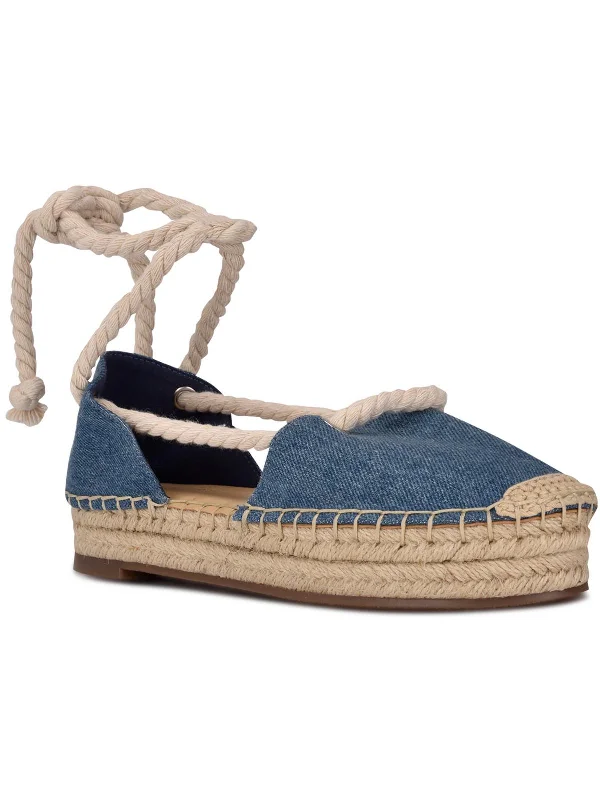 Women's Sandals with a Glitter - Coated Strap in Gold for a Sparkly Summer OutfitMeaks 7 Womens Canvas Ankle Tie Platform Sandals