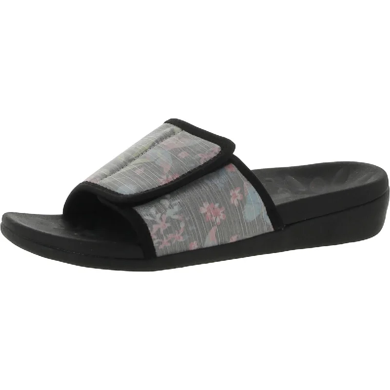 Women's Ankle - Strap Sandals with a Block Heel in Red for a Sophisticated StyleMEGNYA Womens Floral Slip-On Pool Slides