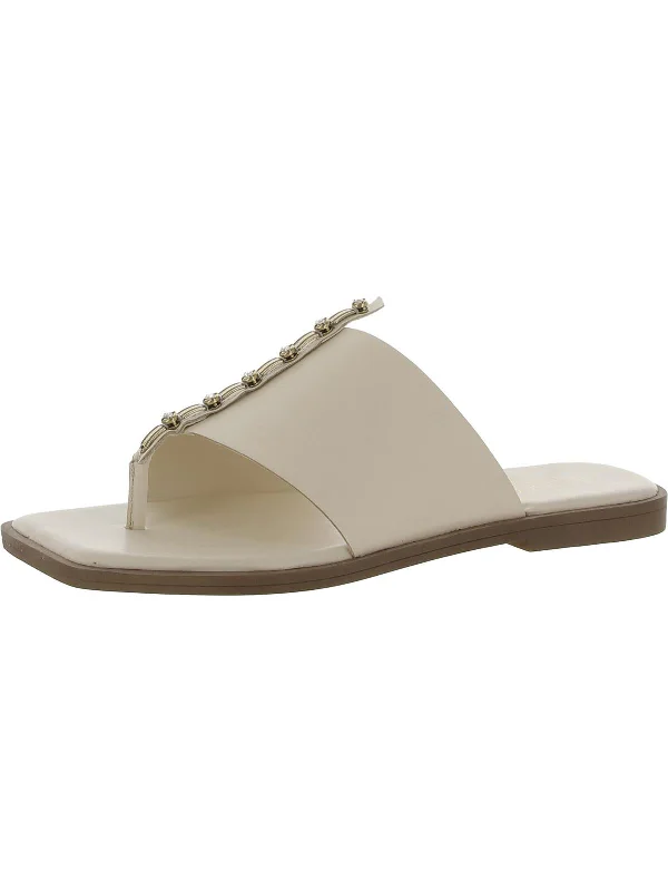 Women's Rhinestone - Embellished Open - Toe Sandals in Silver for a Glamorous Party LookMEGS Womens Leather Rhinestone Slide Sandals