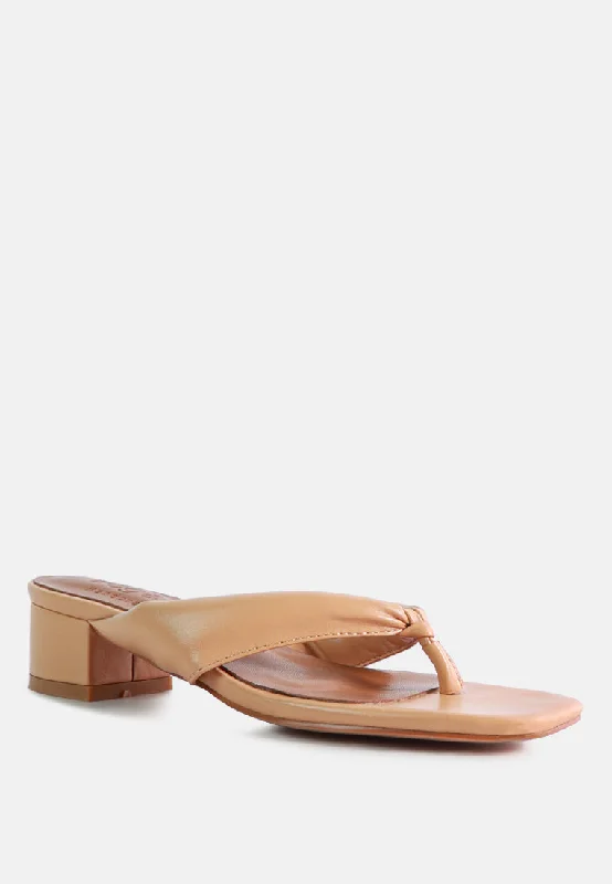Sustainable Women's Recycled Material Sandals in Beige for Eco - Conscious ShoppersMEMESTAR Latte Low Heel Thong Sandals