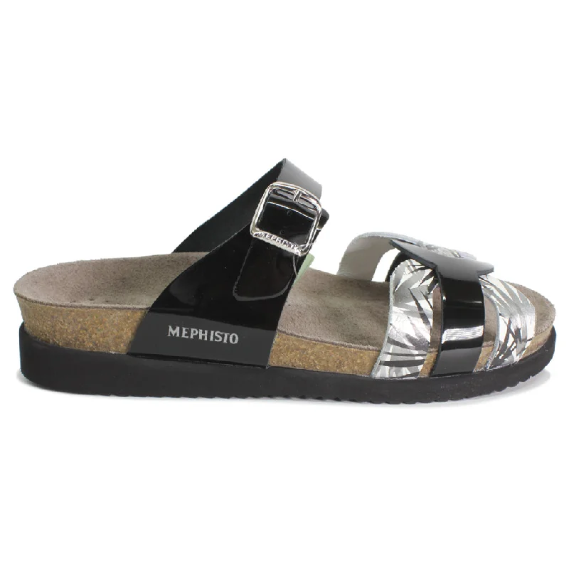 Plus Size Women's Wide - Width Platform Sandals in Black for Added Comfort and HeightHelma Metallic Leather Women's Slide Sandals
